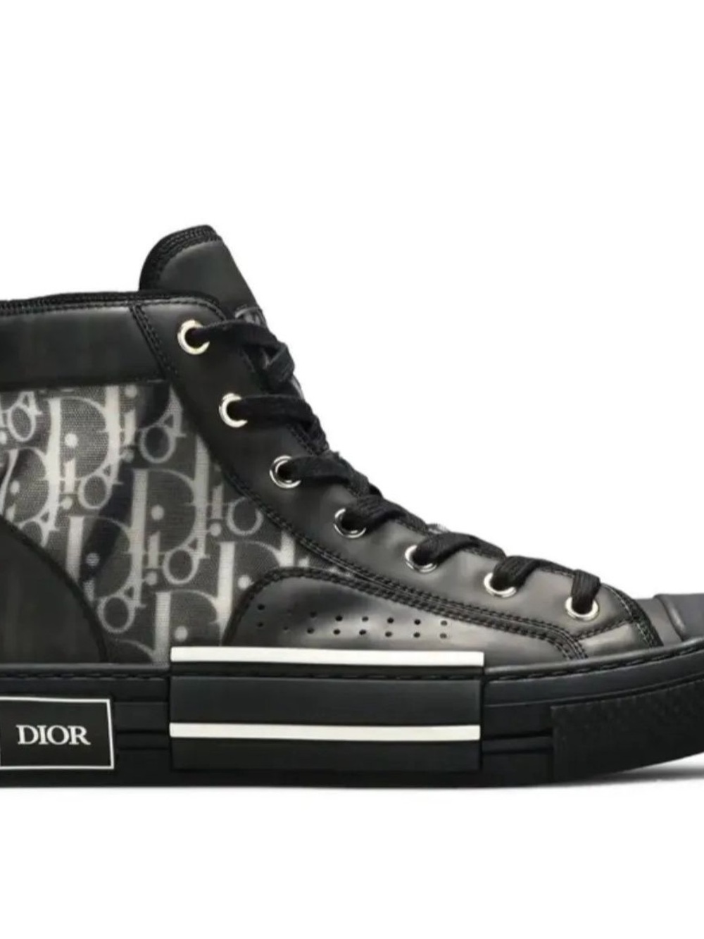 Dior Men’s Black and Gray High-Top Logo Sneakers